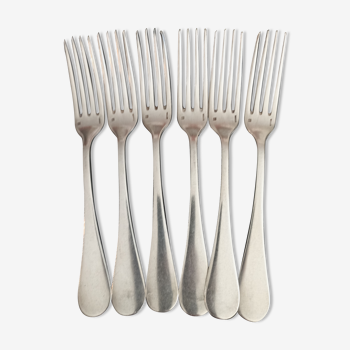 Set of 6 Christofle forks in silver metal