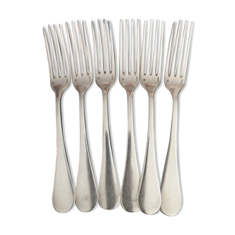 Set of 6 Christofle forks in silver metal