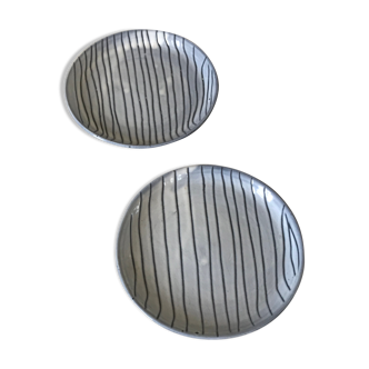 Pair of decorative plates signed innocenti annees 50