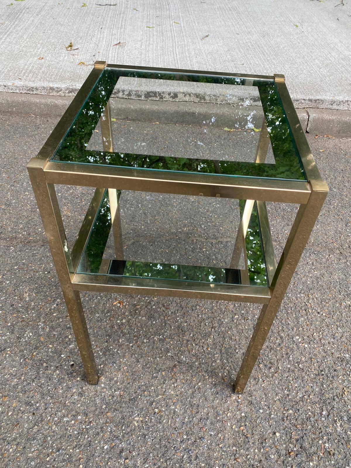 2 bedside tables, end tables in brass and transparent glass Maison Ja
