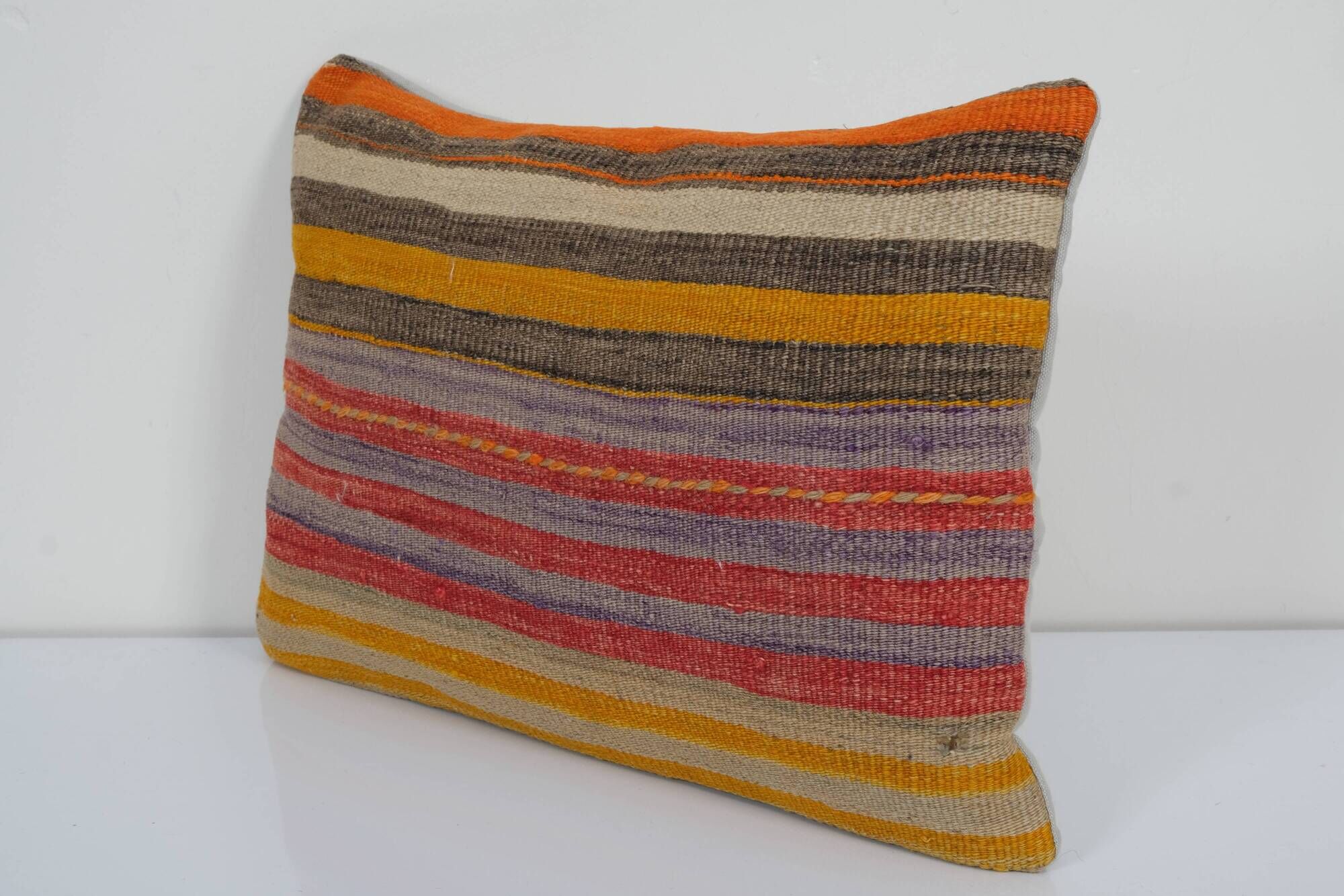 Ethnic wool turkish lumbar kilim pillow cover