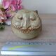 Vintage Japanese pottery owl sugar bowl 1970, zoomorphic owl sugar box