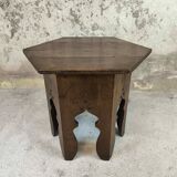Vintage hexagonal side table in solid oak