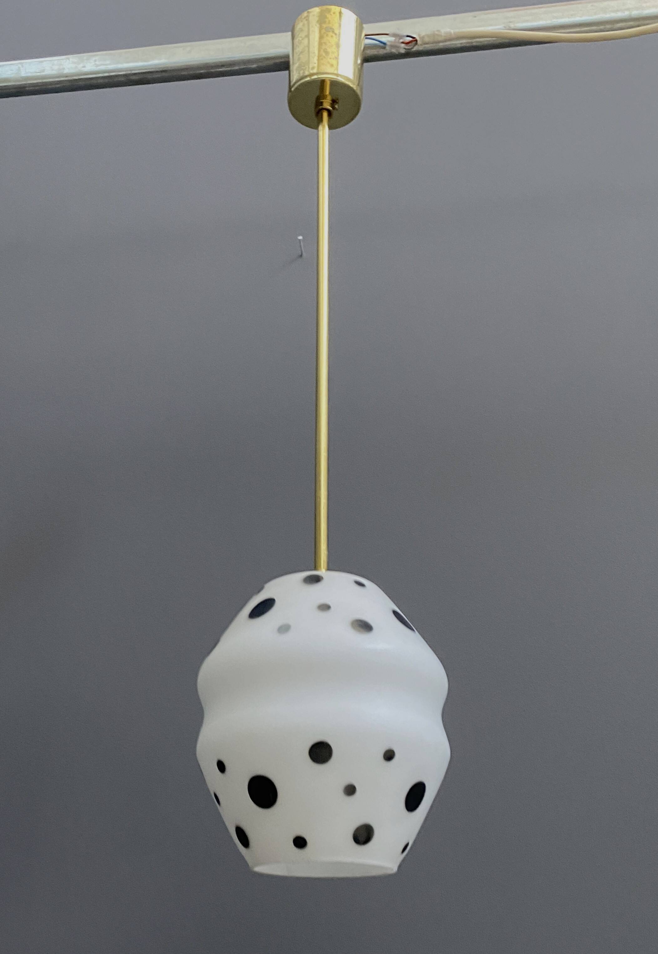 White with black dots pendant lamp 1960s