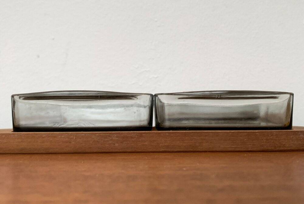 Mid-Century Danish Teak Cabaret Trays with Holmegaard Glasses, 1960s, Set of 4