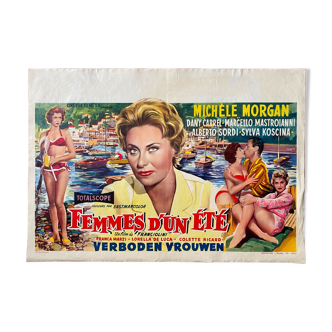 Belgian poster "Women of a summer" Alberto Sordi, Michele Morgan Mastroianni 1958