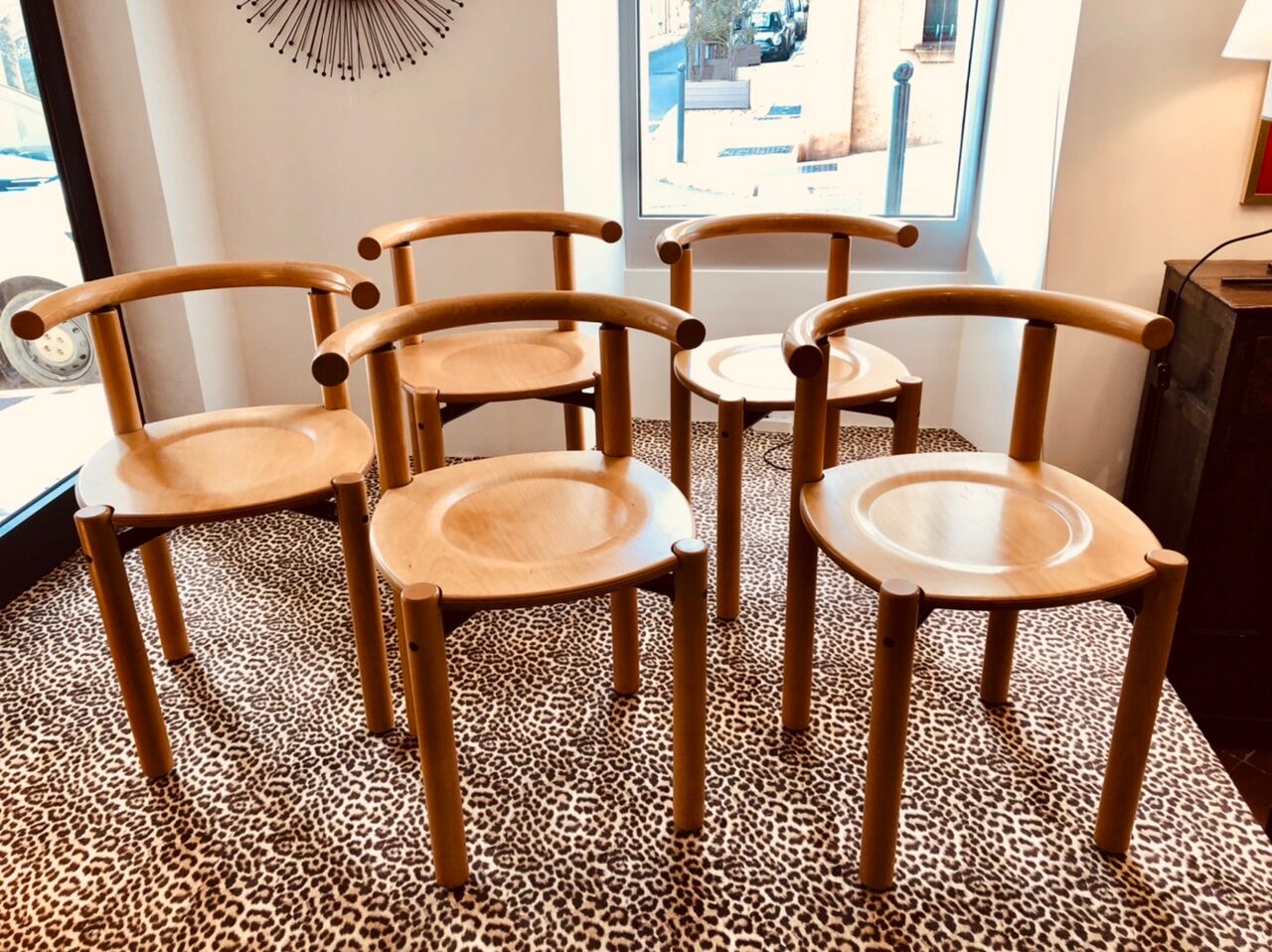 Series of 6 beech chairs Lübke