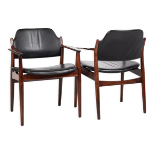 Paire de chaises 62a - palissandre cuir