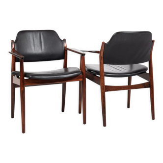 Paire de chaises 62a en palissandre et cuir par Arne Vodder pour Sibast 1960s