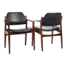 Midcentury danish pair of chairs 62a in rosewood and leather by arne vodder for sibast 1960s