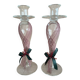 Pair of Candlesticks Candle Holders Design Blown Glass Decorative
