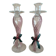 Pair of Candlesticks Candle Holders Design Blown Glass Decorative