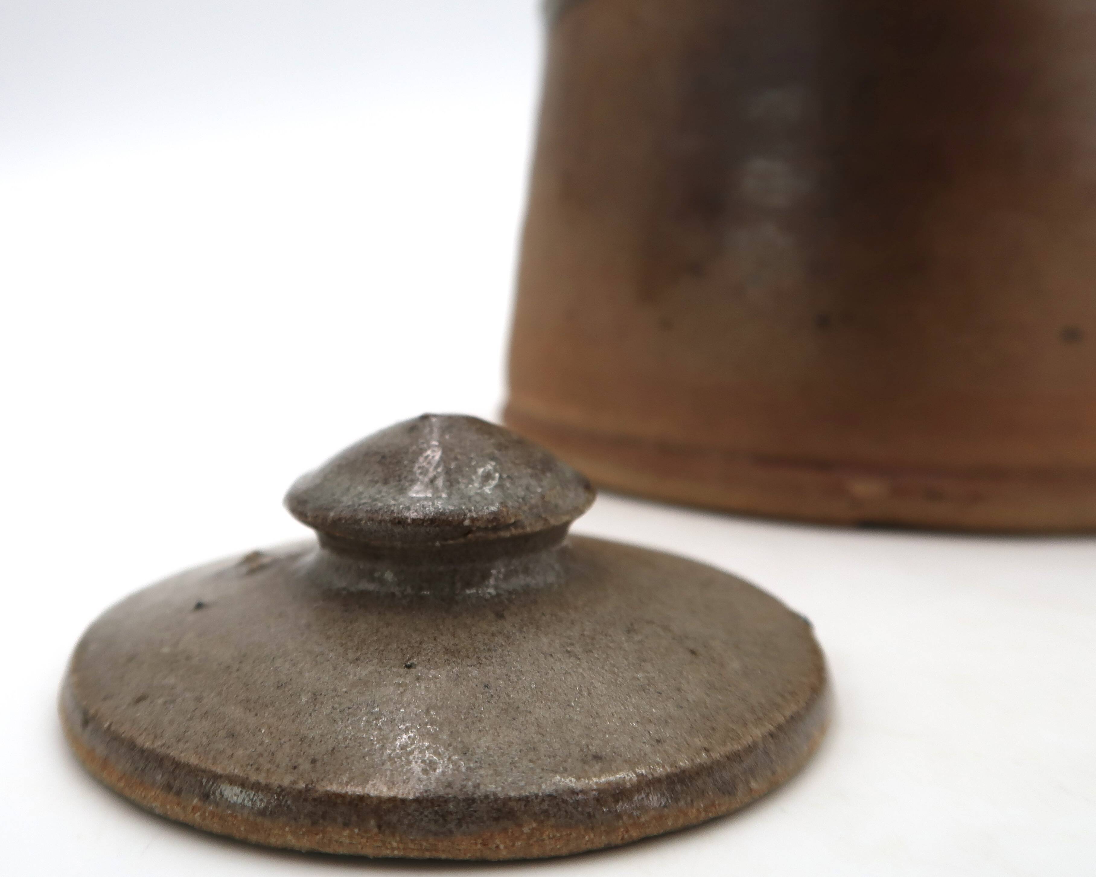 Stoneware teapot by Pierre Digan with bamboo handle, La Borne, 1960s