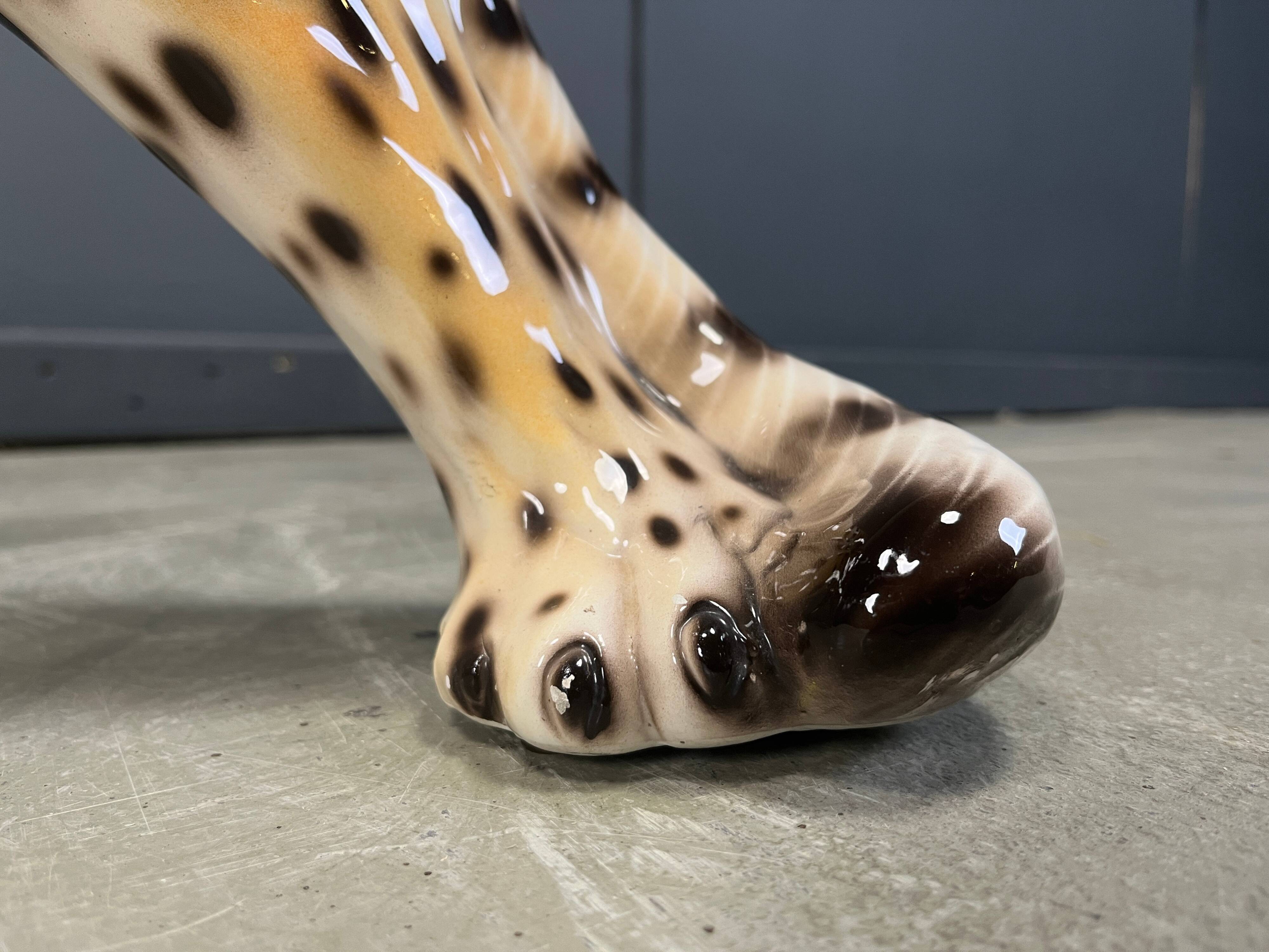 Large Italian ceramic leopard statue, 1960s