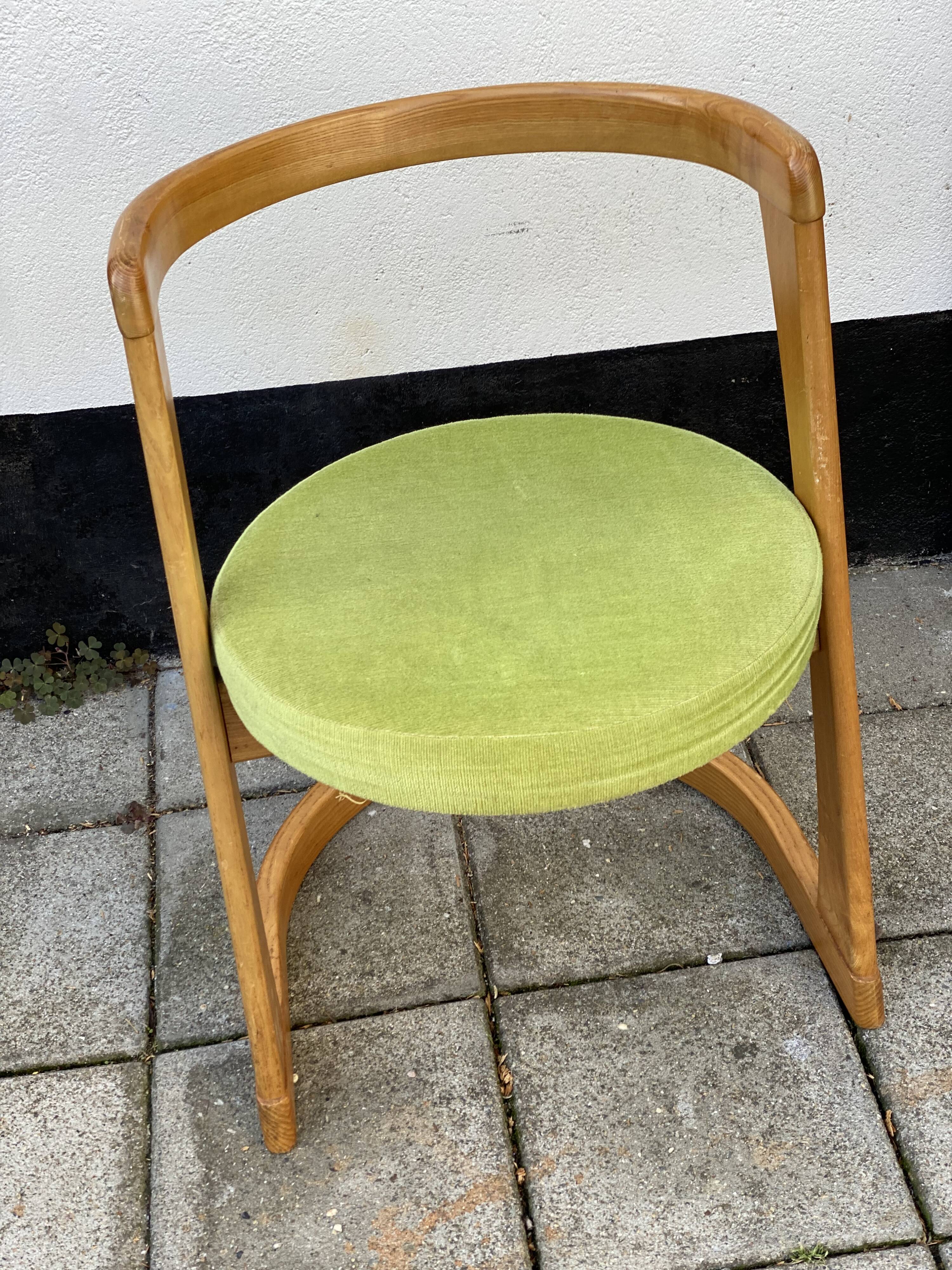 Mid century pine half circle chair