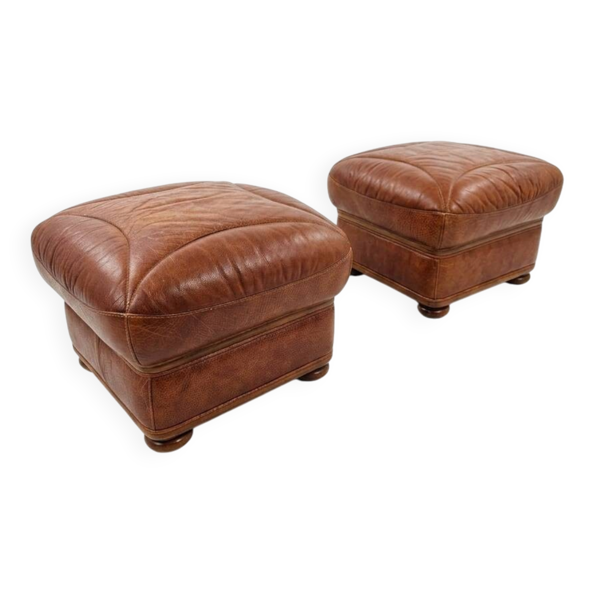 Pair of leather footrests from the 70s/80s.