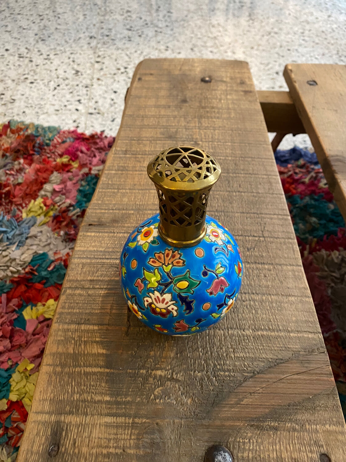 Berger lamp in enamels by Longwy LY Sévigné