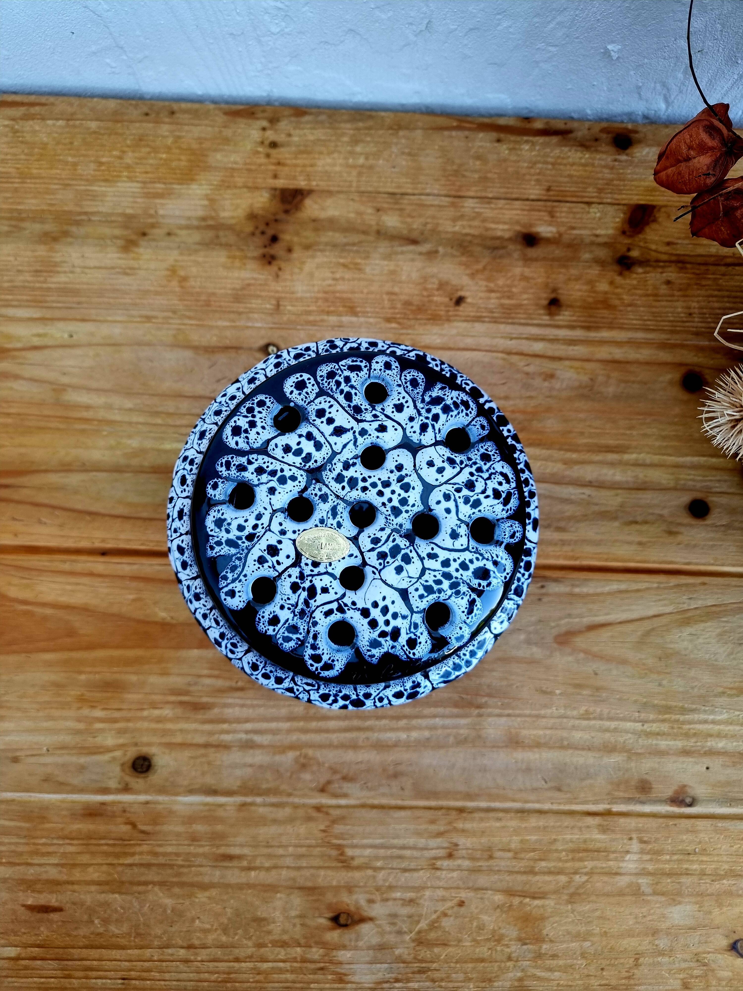 Vintage flamed stoneware flower pick