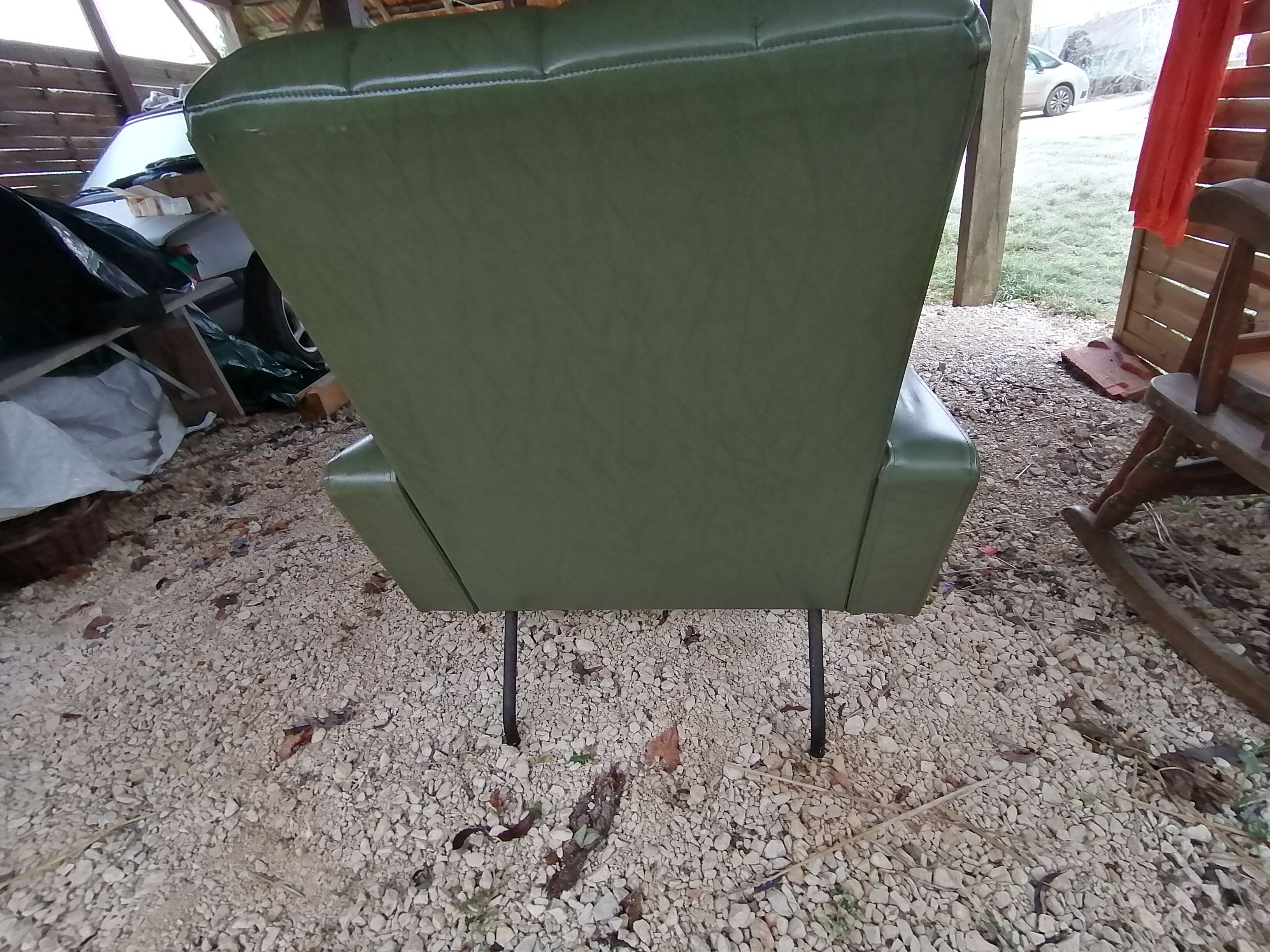 Green skai armchair 1950 1960