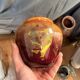 Vase Pot Paste Glass Blown Red Orange Lacquered Marbled Signed Dated Art Deco