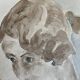 Watercolor painting signed female portrait “sapphire ring”