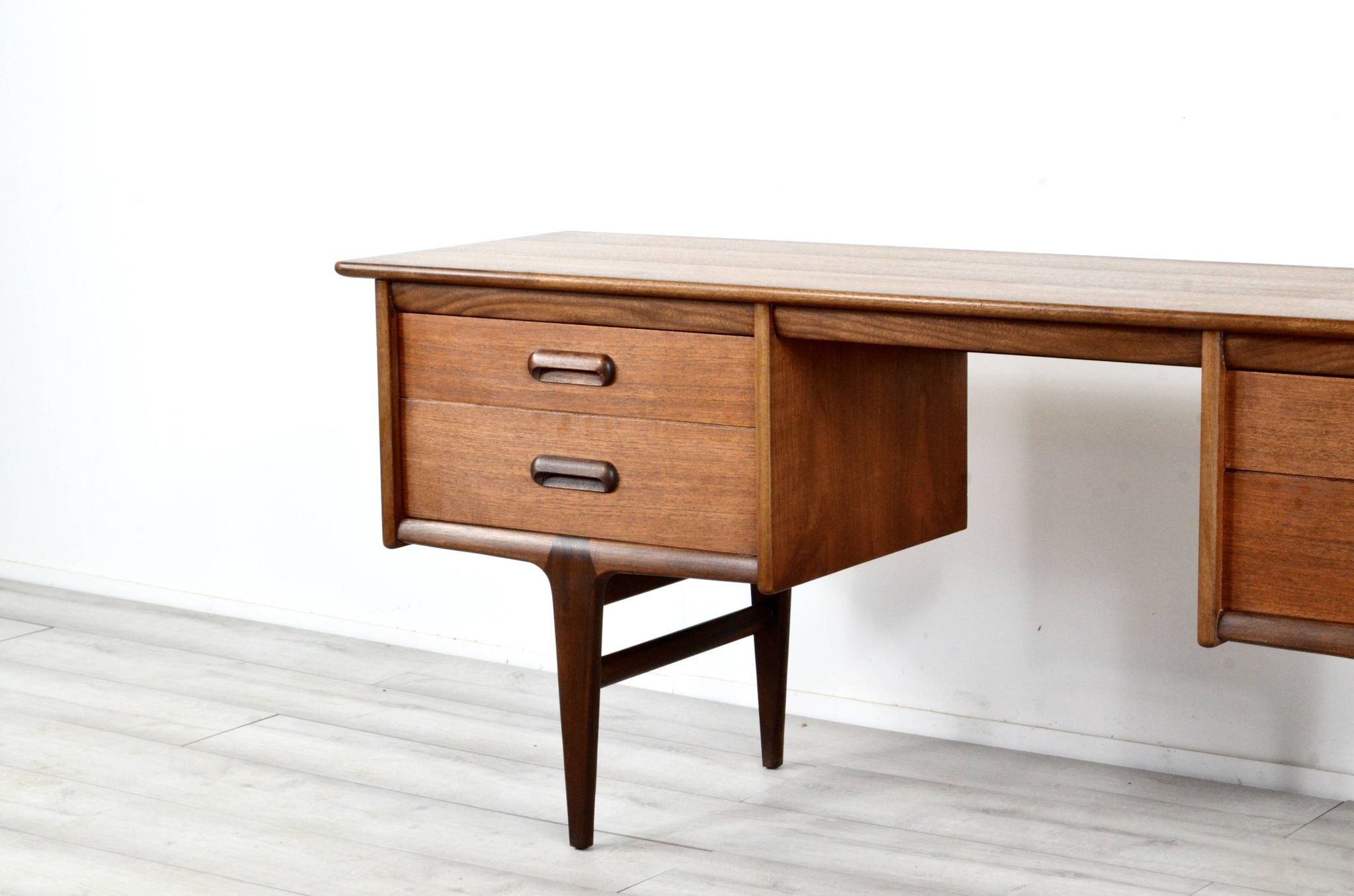Midcentury Afromosia Desk From A. Younger Designed By John Herbert. Vintage