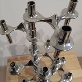 Set of modular Nagel candlesticks from the 1970s + 7 vintage candles