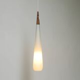 Rare Uno & Östen Kristiansson pendant lamp in opal glass and teak | Made by