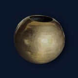 Antique decorative round vase in hammered brass