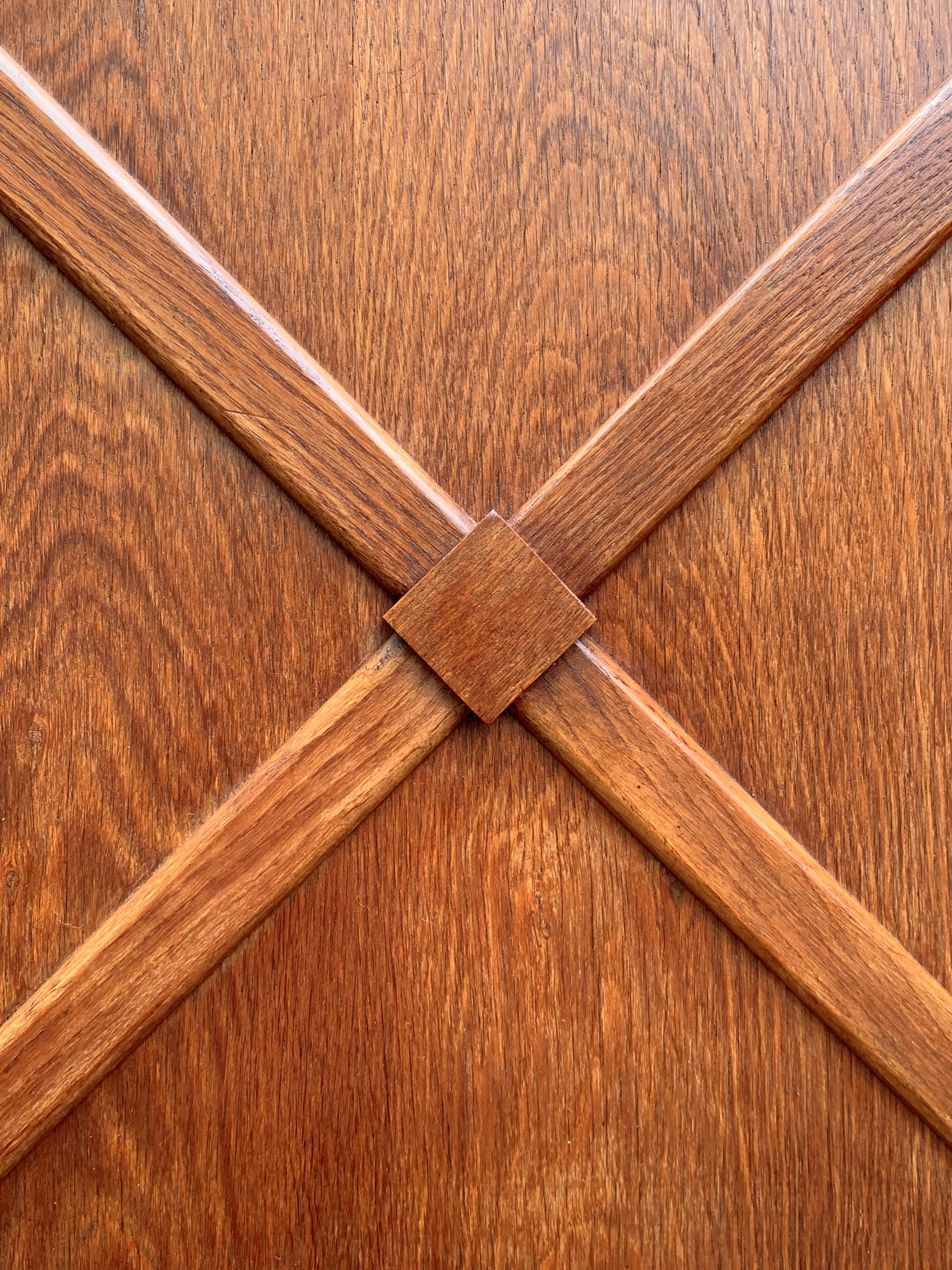 Vintage solid oak cross-braced wardrobe 1940
