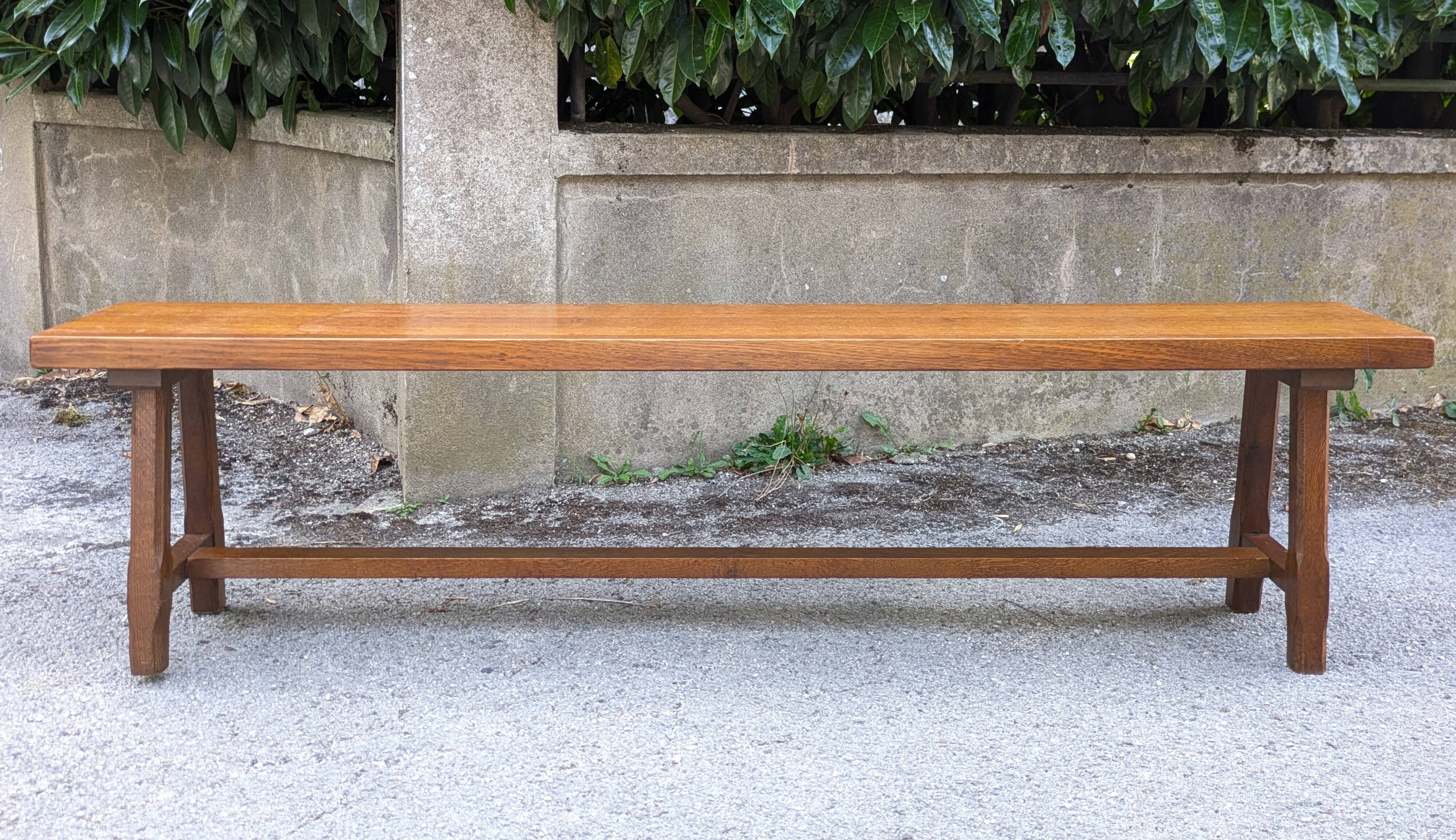 Banc rustique en chêne, France, 1970