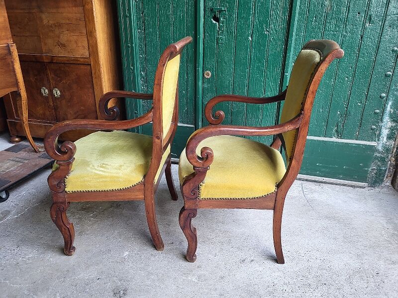 Pair of armchairs with mahogany restoration of the XlX th century