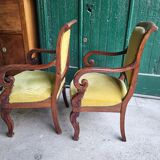 Pair of armchairs with mahogany restoration of the XlX th century