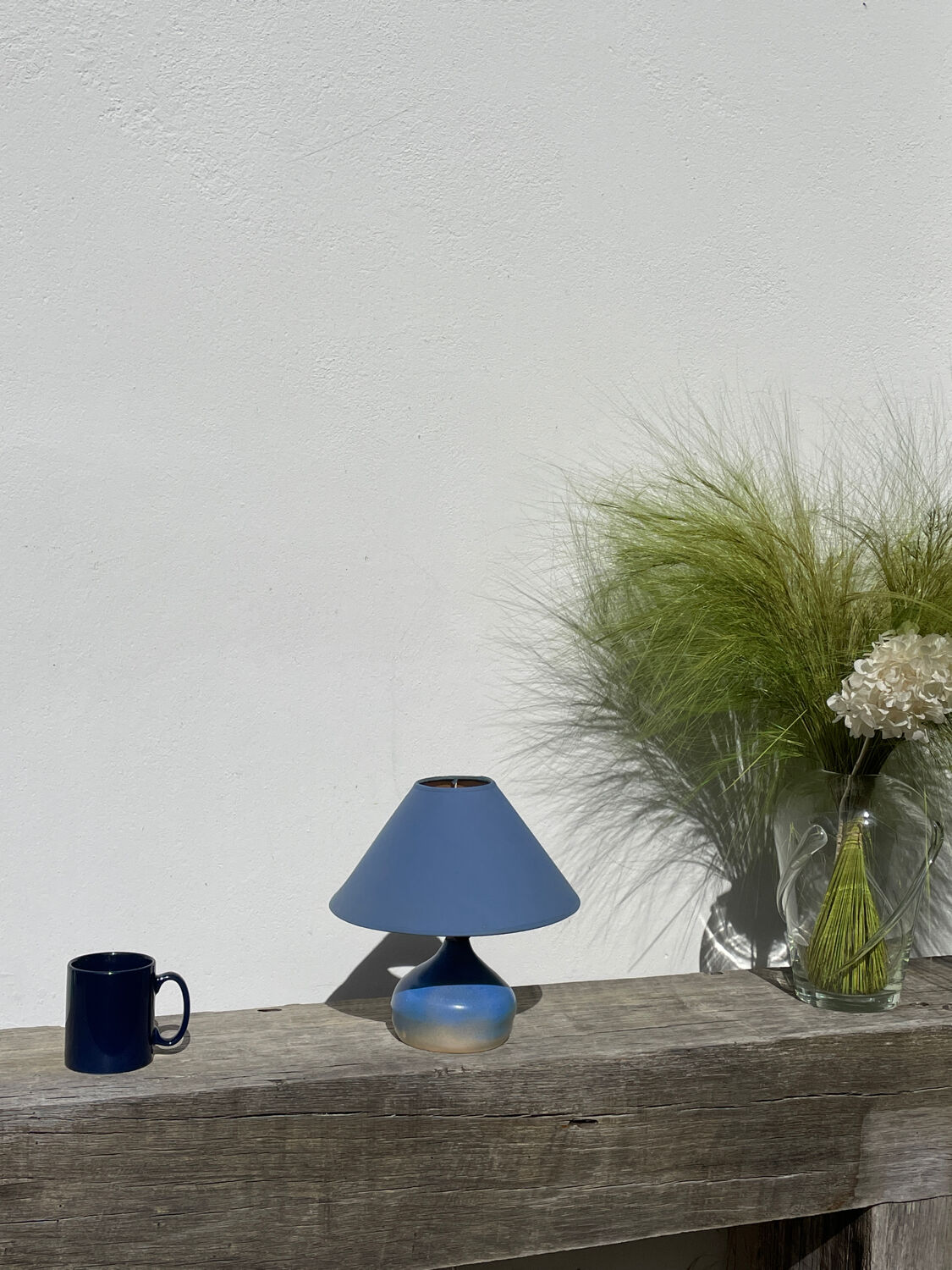 Vintage blue ceramic lamp