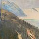Old painting, Swiss mountain landscape signed H Herzer, mid-XX century