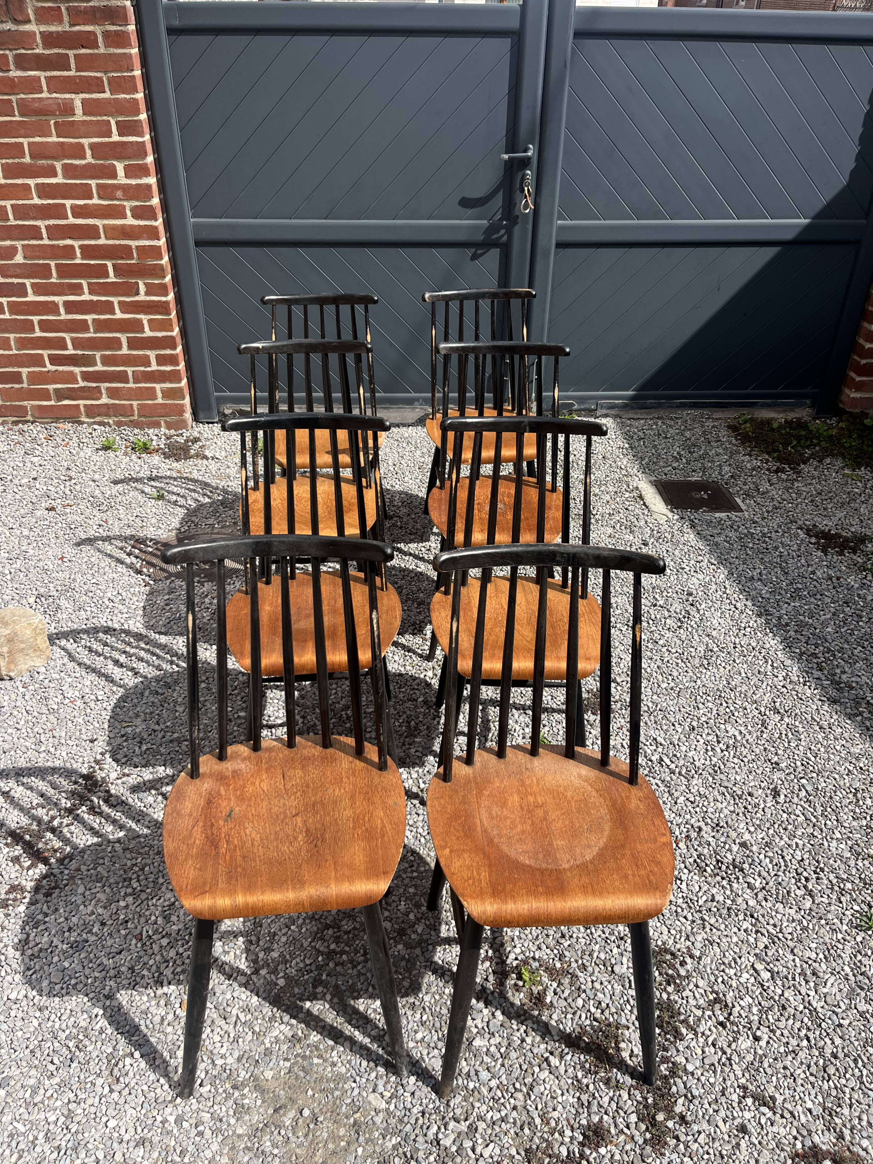 Set of 8 Fanett chairs by Ilmari Tapiovaara