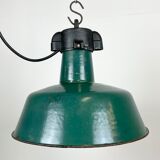 Industrial Green Enamel Factory Lamp with Cast Iron Top, 1960s