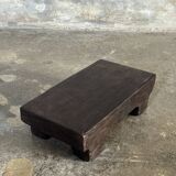 Small stool, black solid teak accent stool wabi-sabi L30 W8.5 H6.
