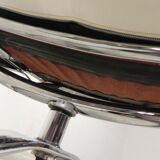 Leolux armchair, swivel chair with white leather upholstery, 1960s