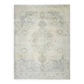 Tapis persan fait main en laine et coton beige 286x373 des années 1970