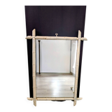 Vintage mirror with a bamboo spirit painted white – Graphic elegance and exoticism