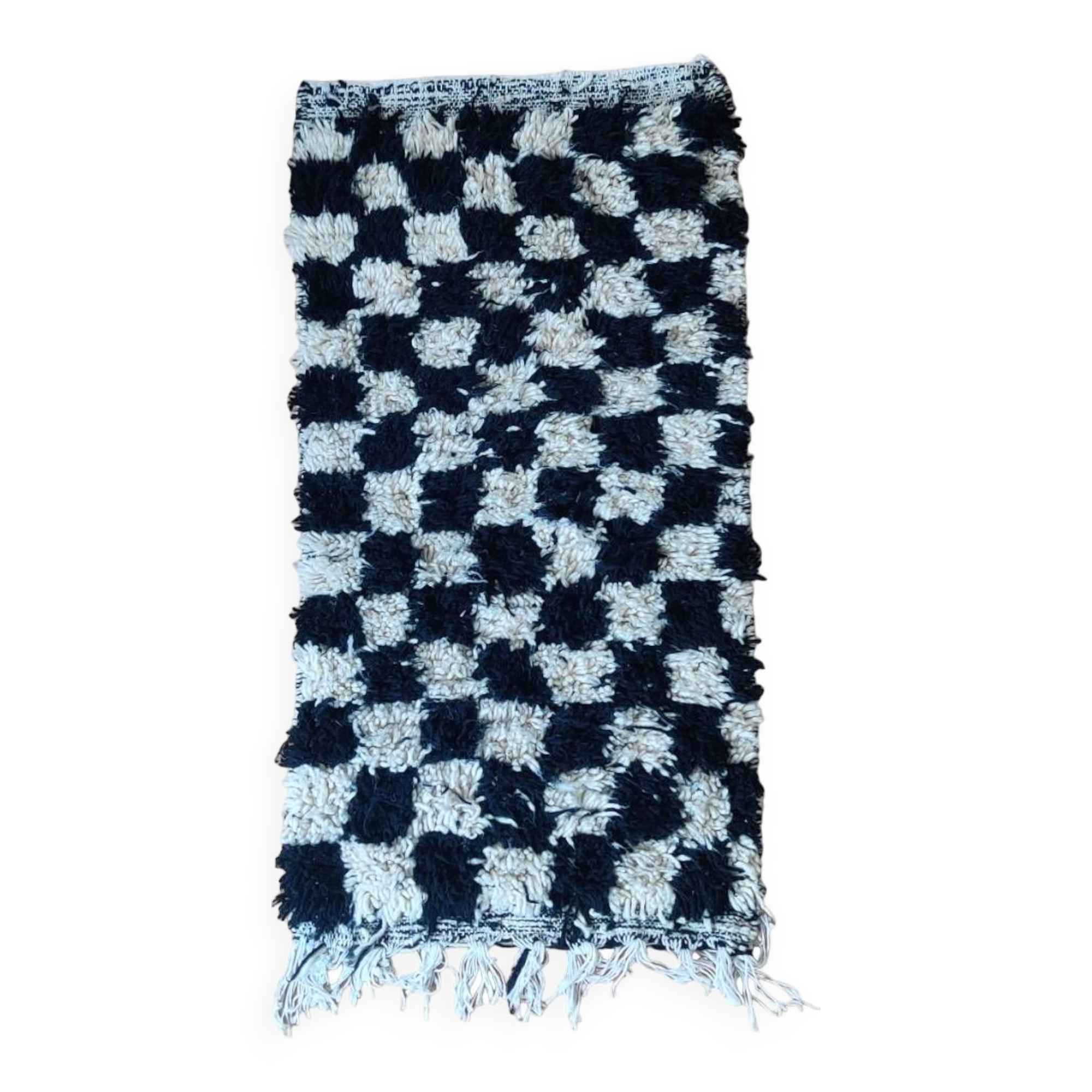 Small black tile Berber rug