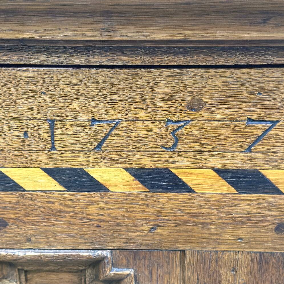 18th century German Baroque travel trunk – dated 1737 – with ebony inlay