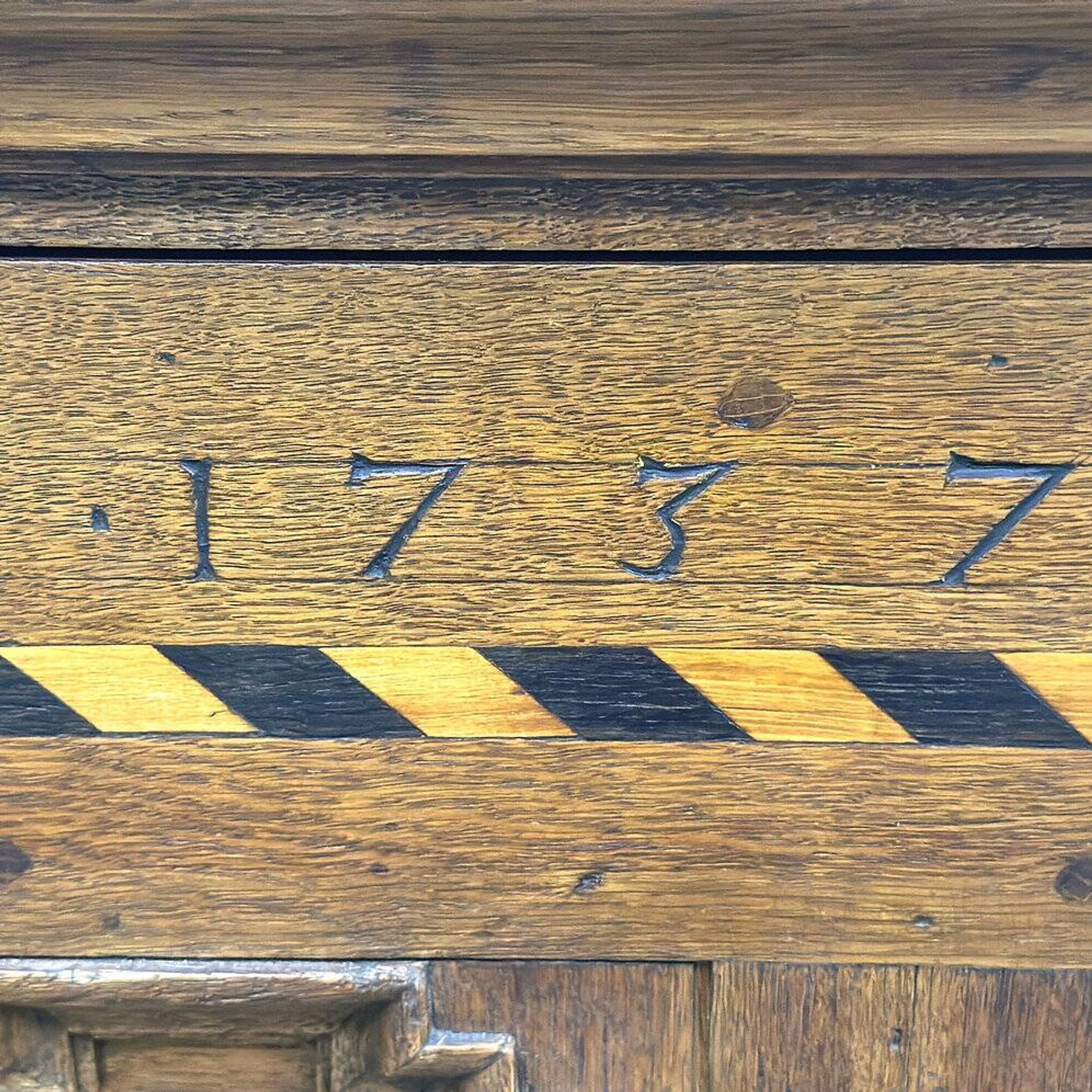 18th century German Baroque travel trunk – dated 1737 – with ebony inlay