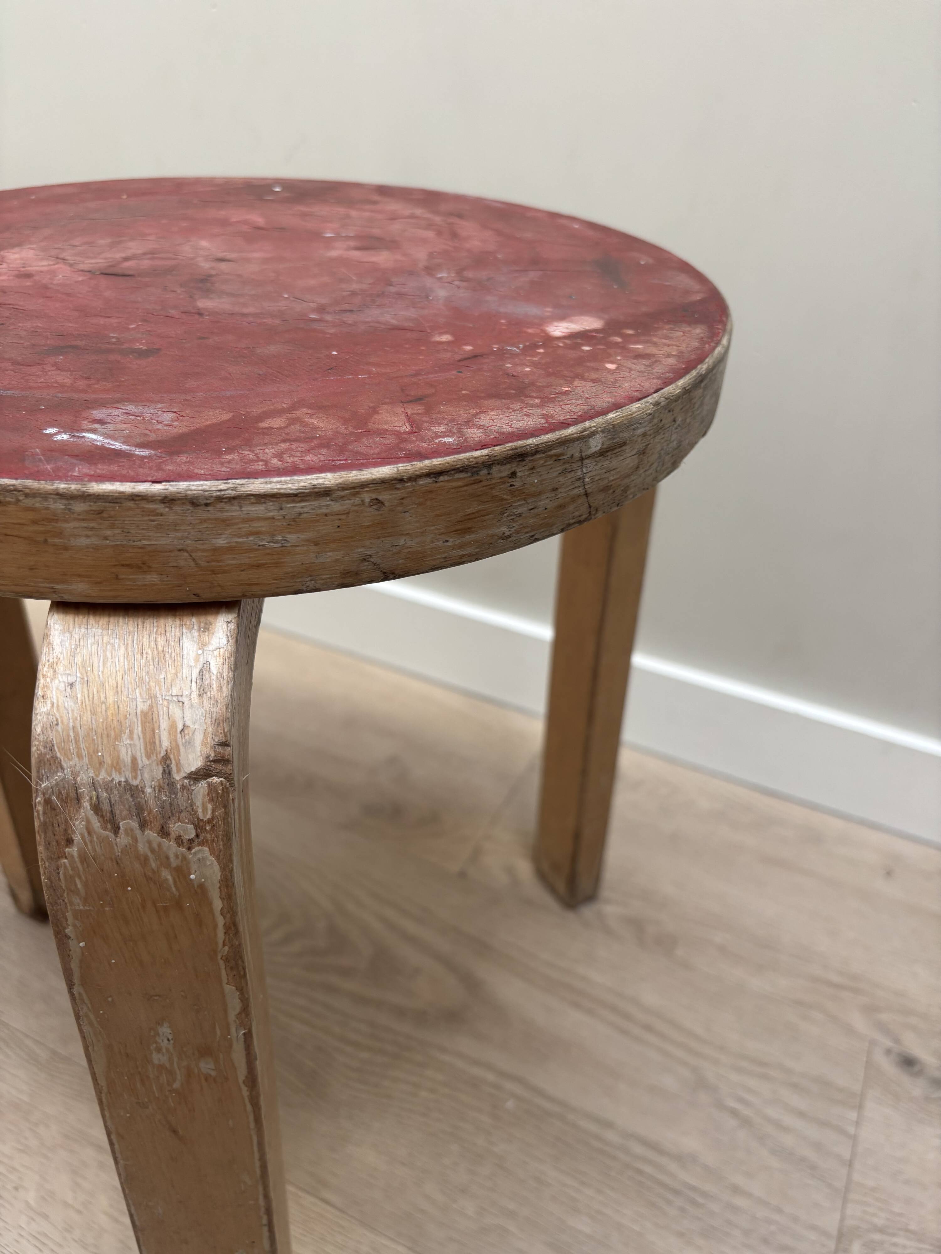 Alvar Aalto Artek Stool 60 Finland 1950s Vintage Birch Original Patina