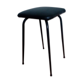 Tabouret en métal et skaï noir à pieds fuselés