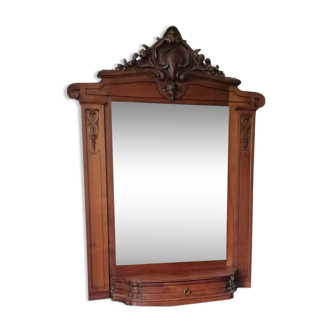 French walnut console with mirror