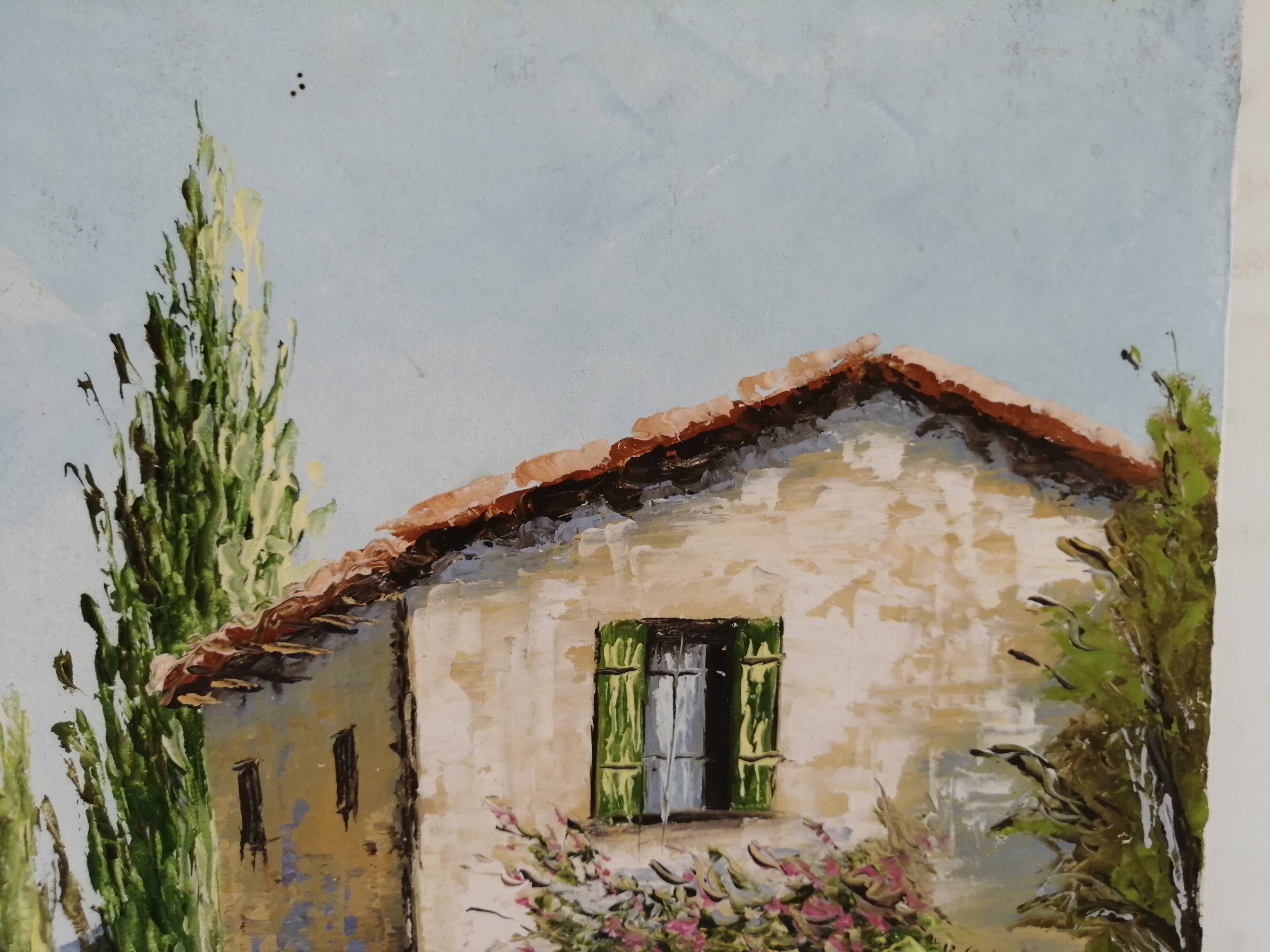 Huile sur toile mas provençal signé Danucho peintre varois