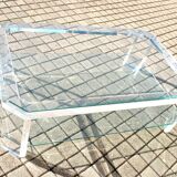 Modernist coffee table in glass and plexiglass altuglas design David Lange 1980