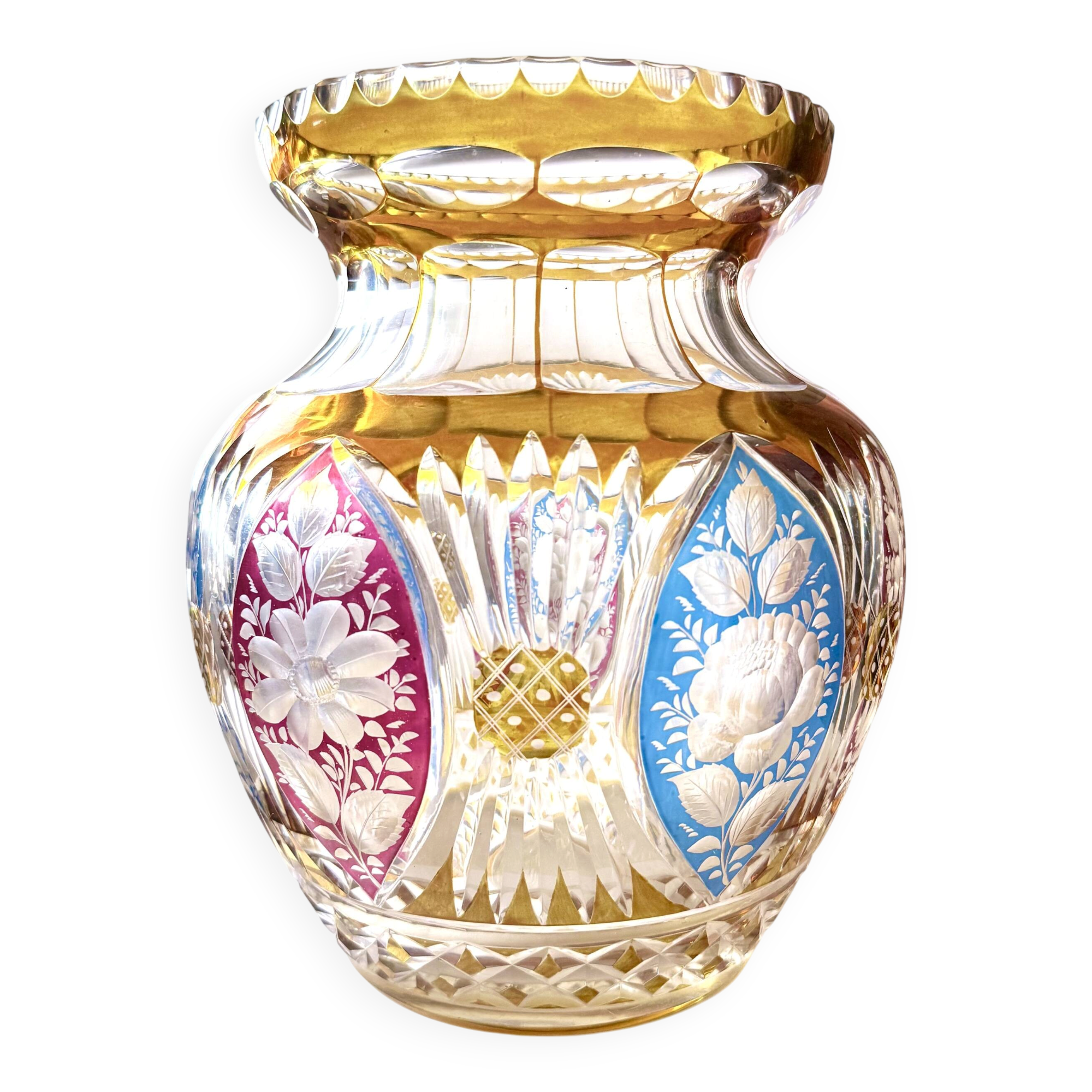 Large Bohemian crystal vase